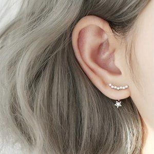 NEW 925 Sterling Silver Diamond Star Earrings